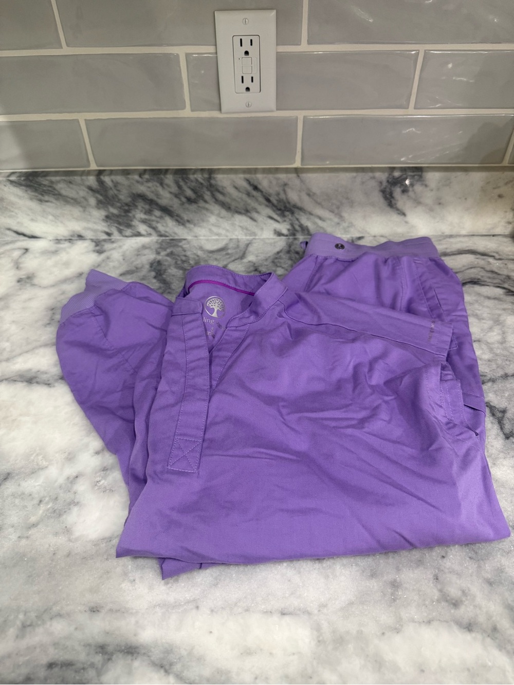 Healing Hands Purple Scrub Set- string is broken